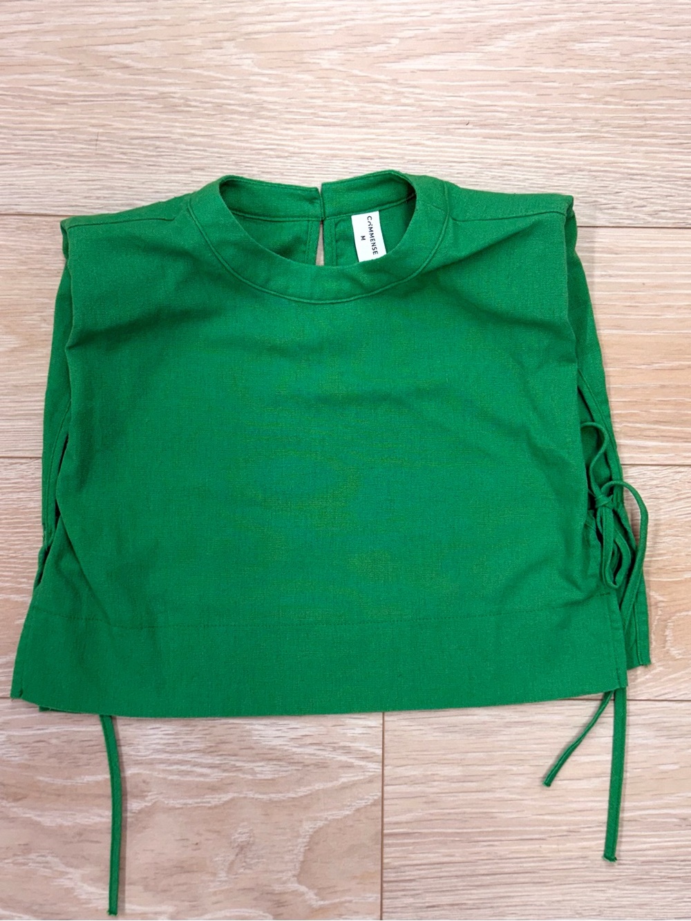 Commense Green Sleeveless Tie-Detail Crop Top
